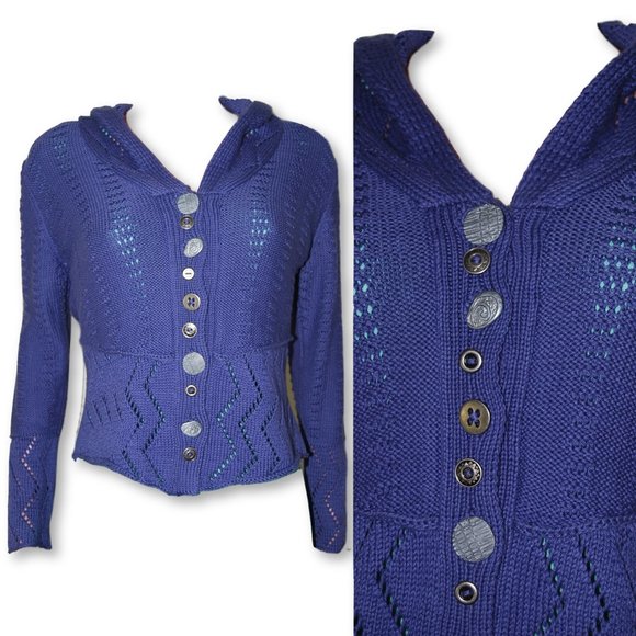 Pure Handknit Neon Buddha cotton sweater cardigan - Picture 1 of 7
